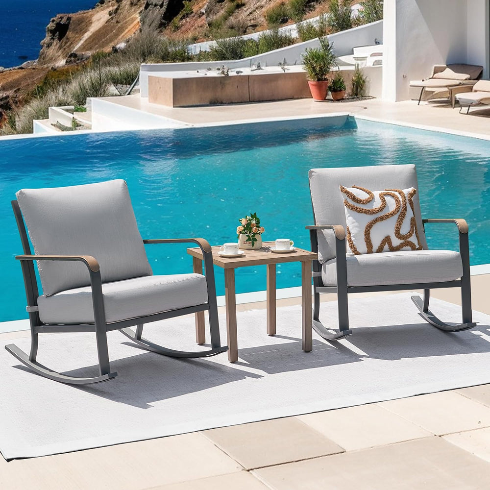 NATURAL EXPRESSIONS 3 Piece Patio Bistro Set, Glider Rocking Chairs & Table