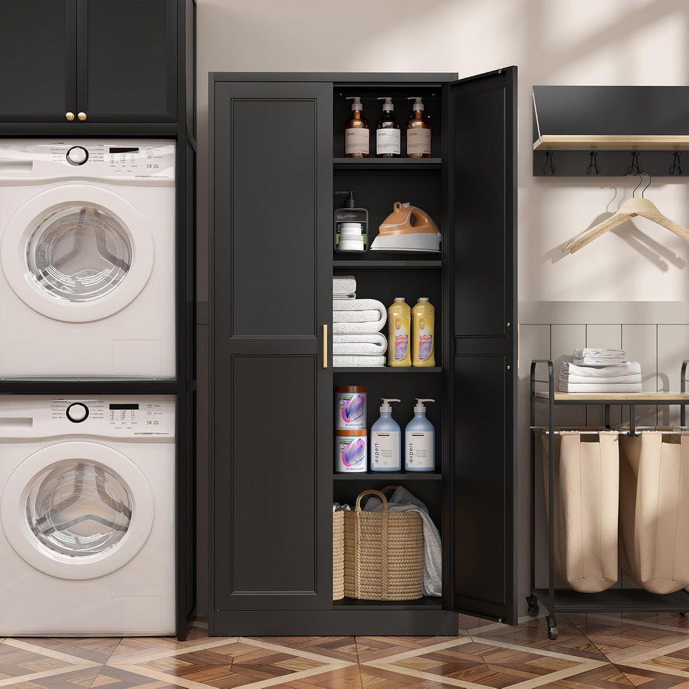 Steeloong 71"Metal Pantry Storage Cabinet with Doors & 4 Adjustable ...