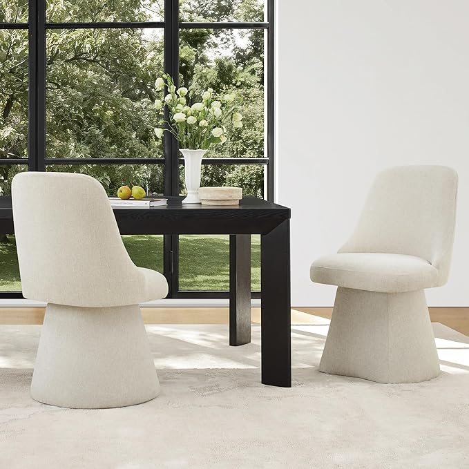 Swivel Dining Chairs Set of 2, Upholstered Mid Century Modern Deskchair with ...