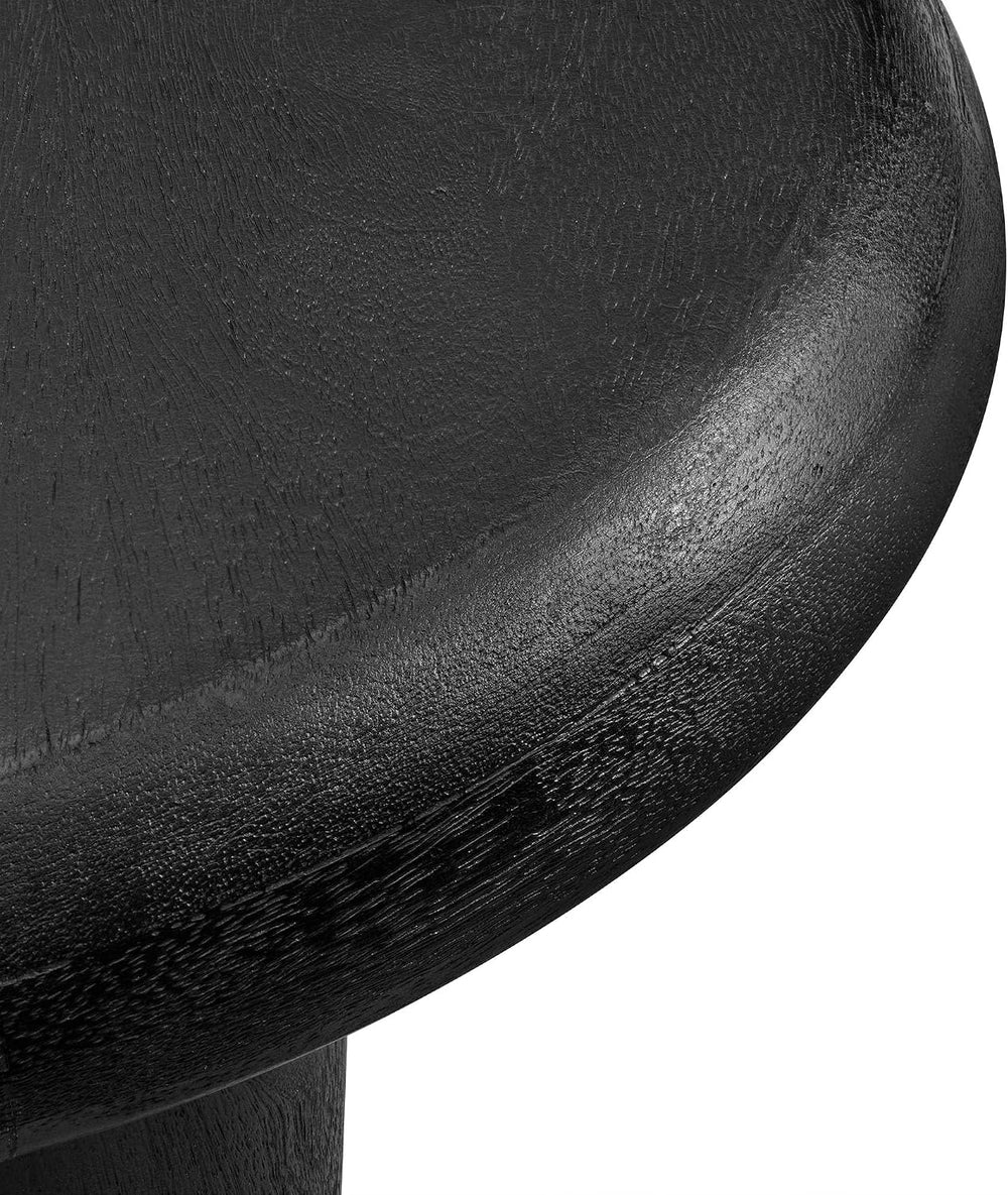Modway Mavina Mango Wood Round Side Table in Black - Modern Wood Accent Table...