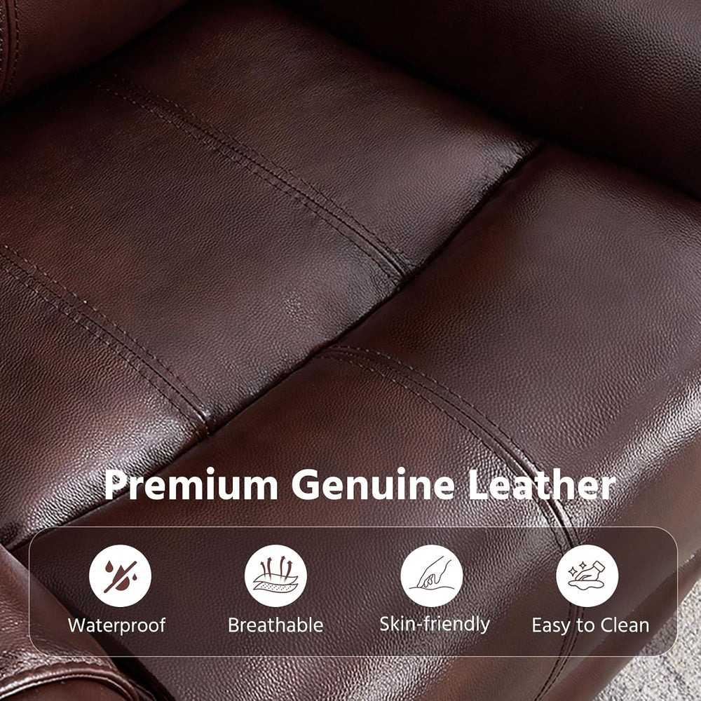 ANJ Premium Genuine Manual Reclining Sofa Set, Included Single Recliner Chair...