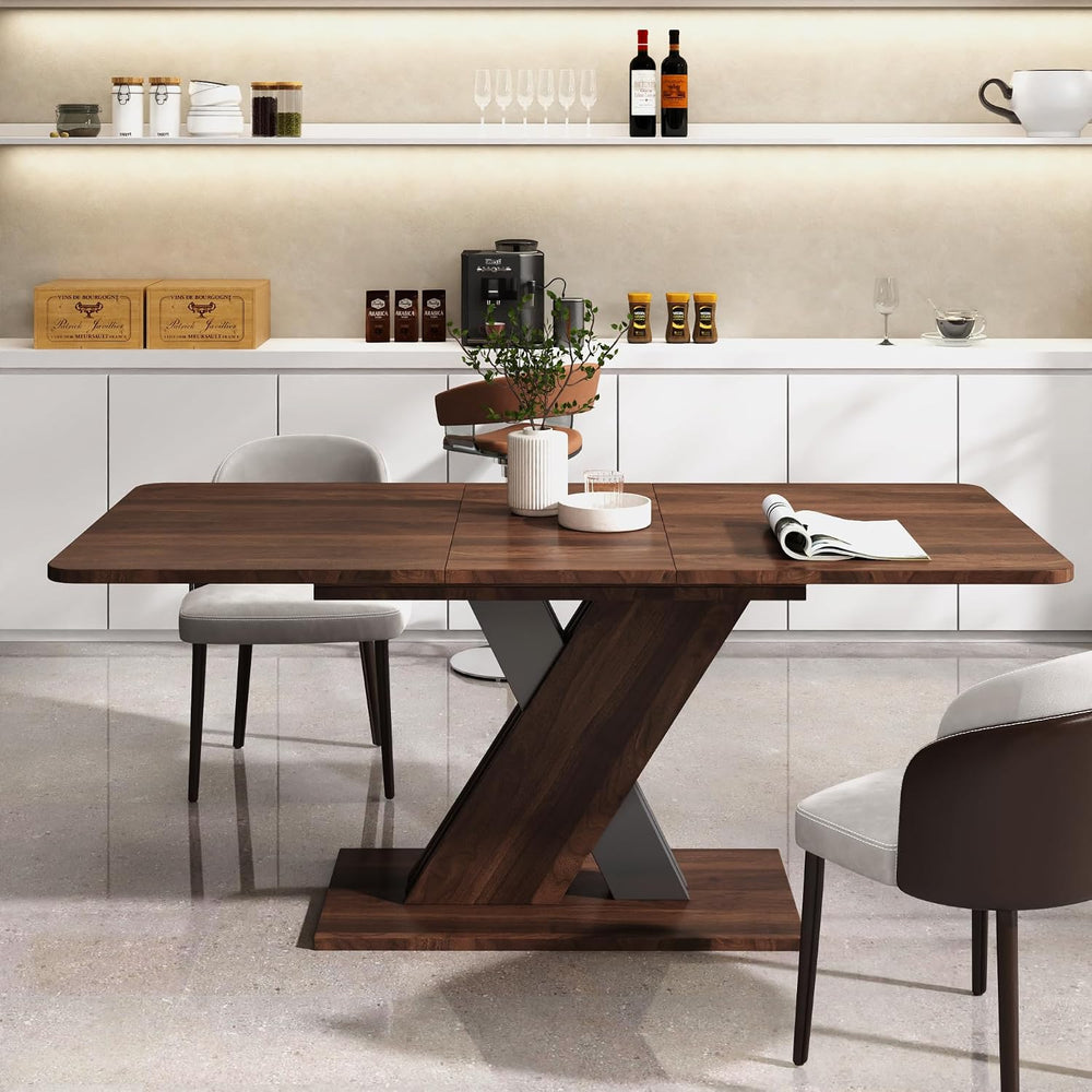 70.87'' Extendable Wood Dining Table, Modern Multifunctional Rectangl...