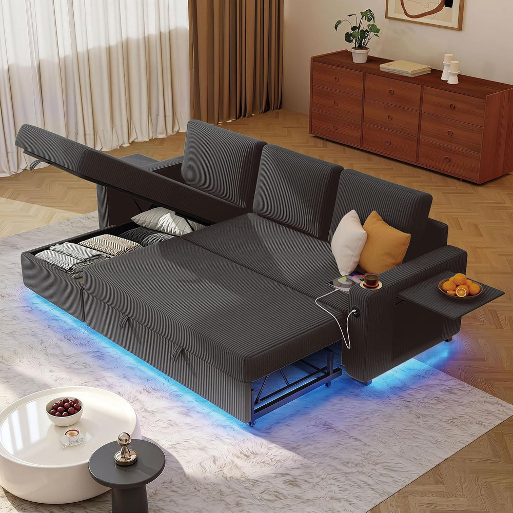 Ball & Cast 80" Sectional Sleeper Sofa Bed Pull Out Couches for Livi...