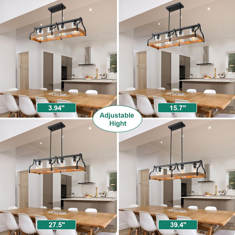 31.5" Farmhouse Chandeliers for Dining Room, Black Kitchen Island Lighting
