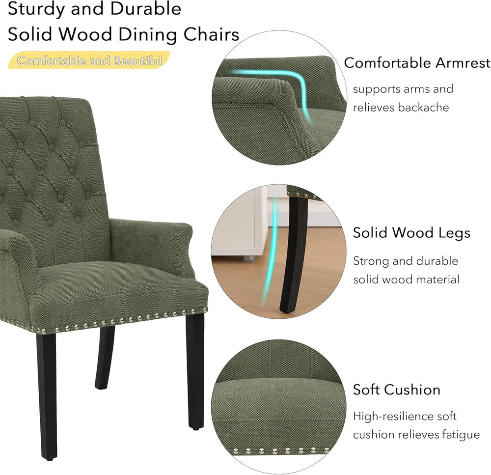 adochr Upholstered Fabric Accent Dining Chair, Arm Dining Chair with Elegant ...