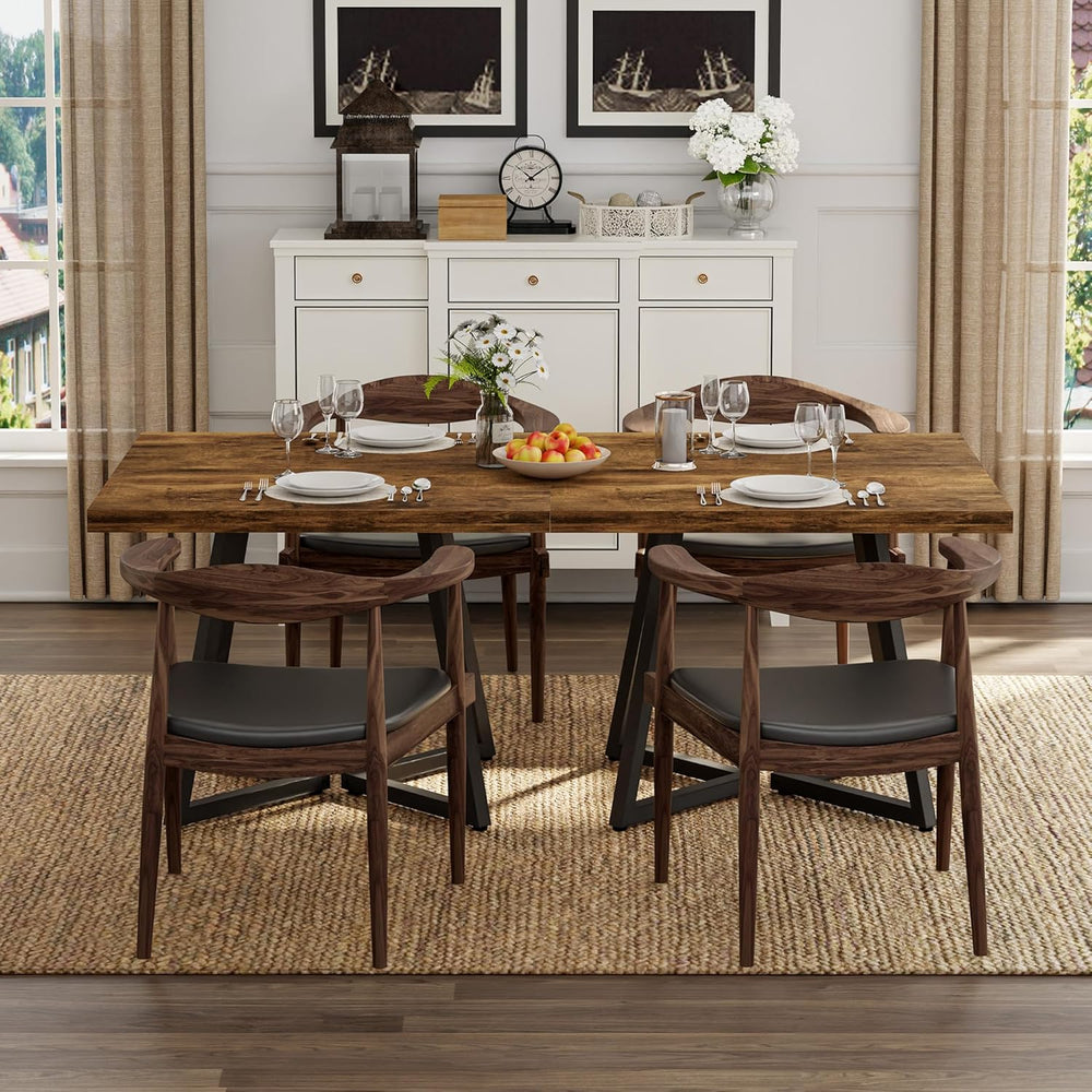 Apicizon Square Kitchen Dining Table for 2, Small Ktichen Table with Metal Ba...