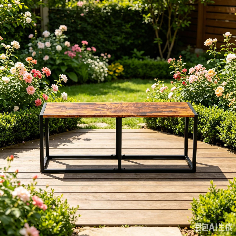 VINGLI 47.2 Inch Indoor/Outdoor Bench, Rustic Brown Dining & Patio Bench ...