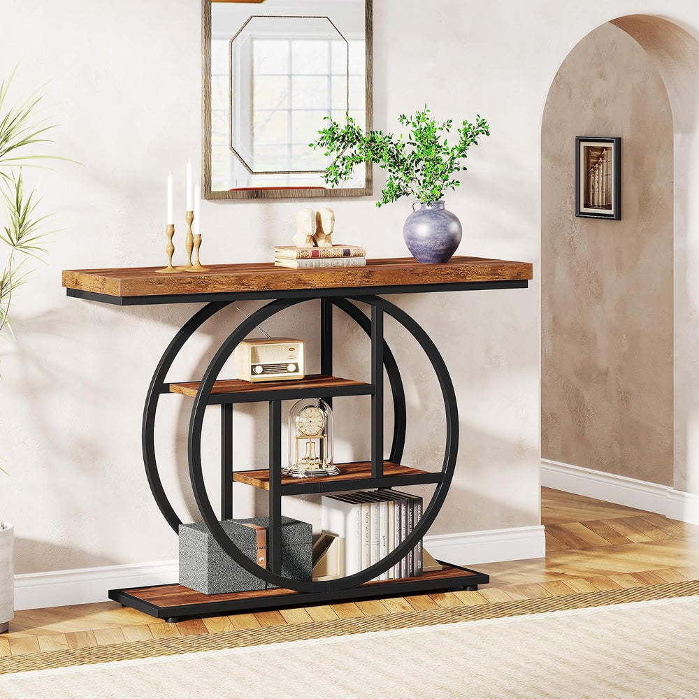 Tribesigns 41.3" Console Table, Industrial 4-Tier Sofa Table Entryway Ta...
