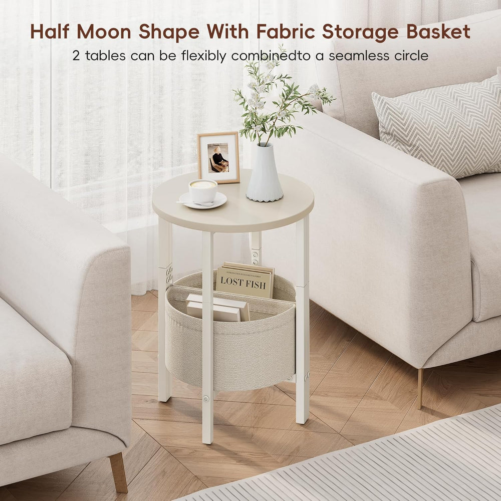 Vagusicc Small Round Side Table End Table, Tall Accent Table with Storage Bas...