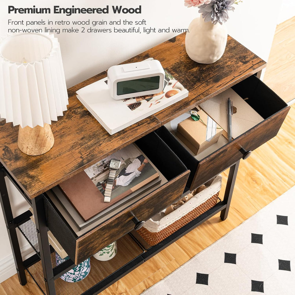 HOOBRO 29.5" Narrow Console Table with 2 Fabric Drawers, Sofa Table, Sma...