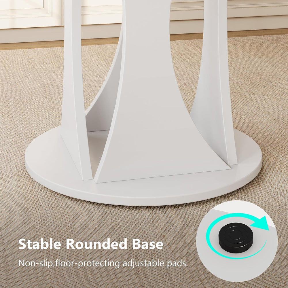 Einhomn Round Dining Table for 4-6, Kitchen Table with Sturdy Double Arc &...