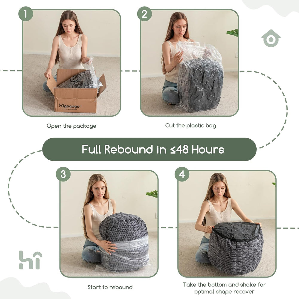 HIGOGOGO Pouf Ottoman Stuffed Round Modern Foam Filled Foot Rest Poufs for Li...