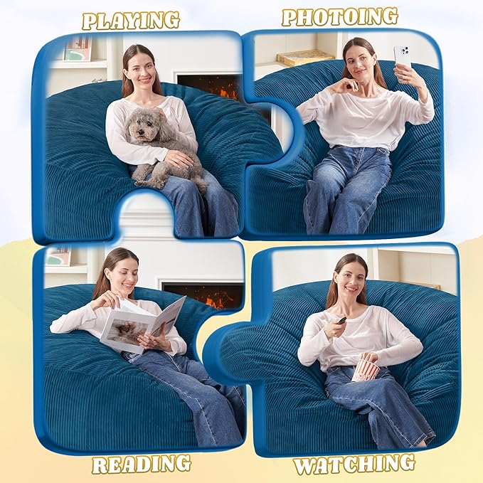 HABUTWAY 5FT Bean Bag Chair,Giant Bean Bag Chairs for Adults,Big Bean Bags wi...