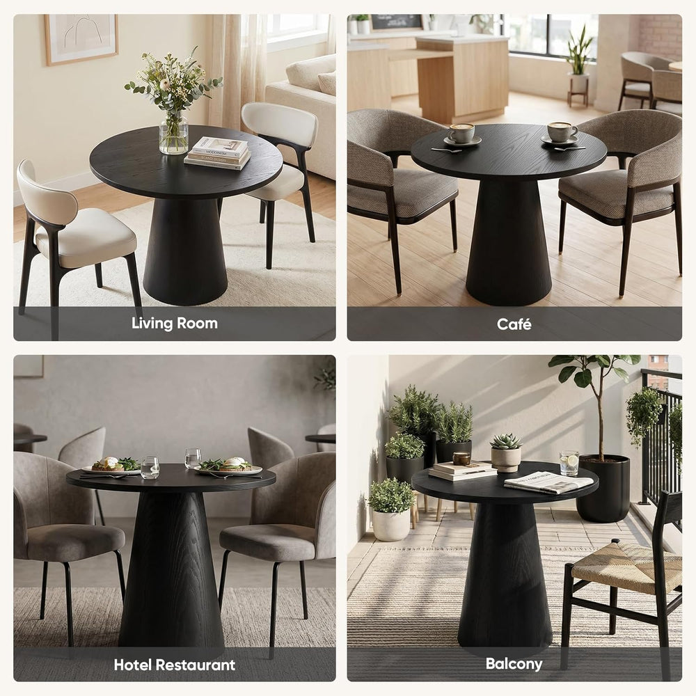 Comfy to go 35" Round Dining Table Wood for 2-3, Modern Farmhouse Kitche...