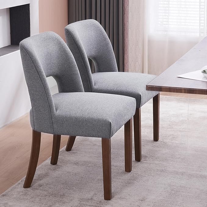 VKNOW Wooden Dining Chairs Set of 6, Modern Fabric Upholstered Dining Room Ch...