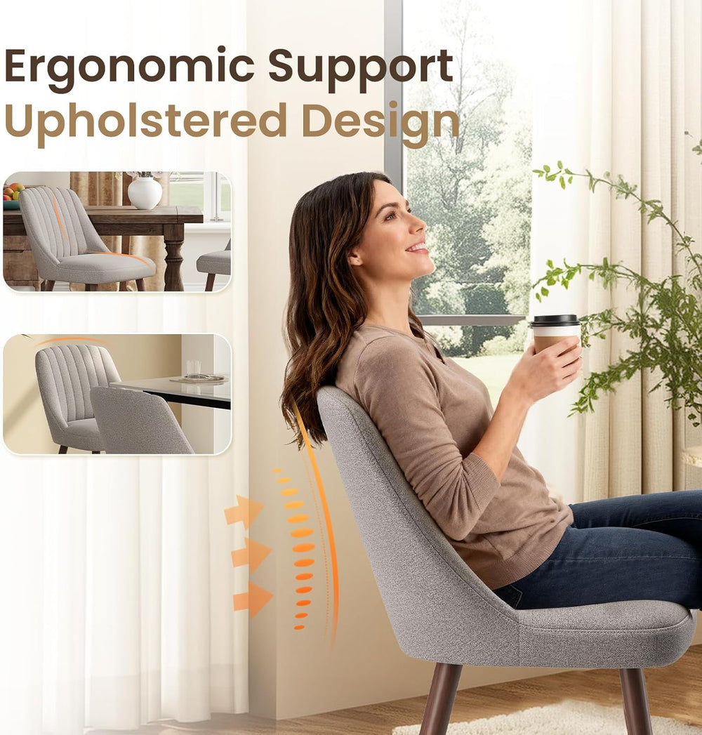 MALOL Upholstered Dining Chairs Set of 2, Modern Fabric Kitchen Chairs with B...