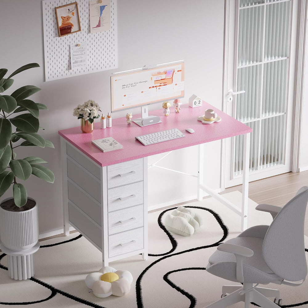 Pamray 32 Inch Computer Desk with 4 Drawers Small Office Desk for Home Bedroo...