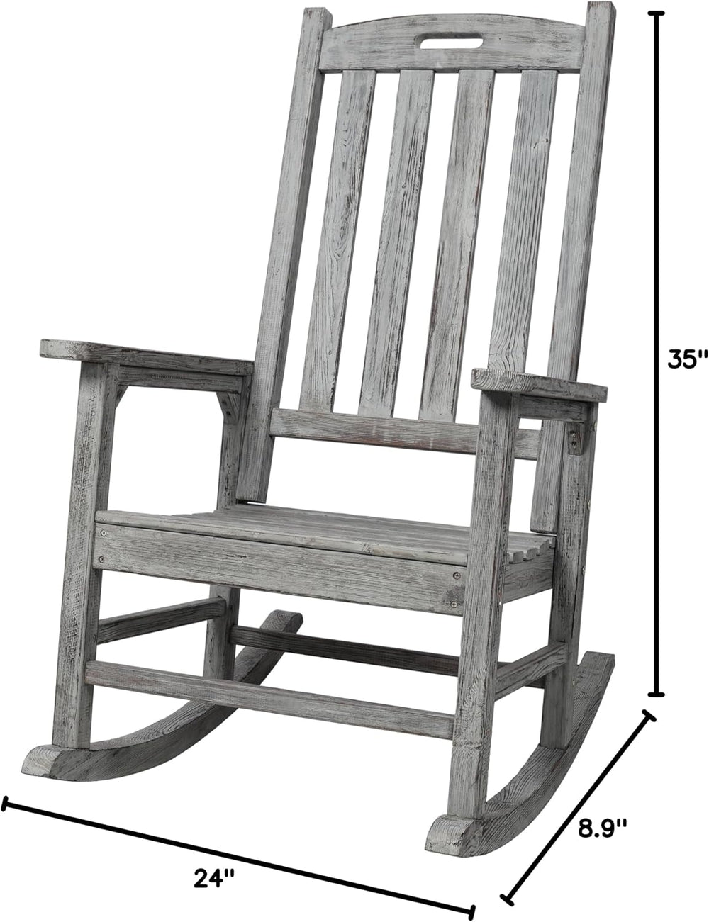 Oversized Wooden Porch Rocker Chair: Classic Fir Wood Design with 21-Inch Wid...
