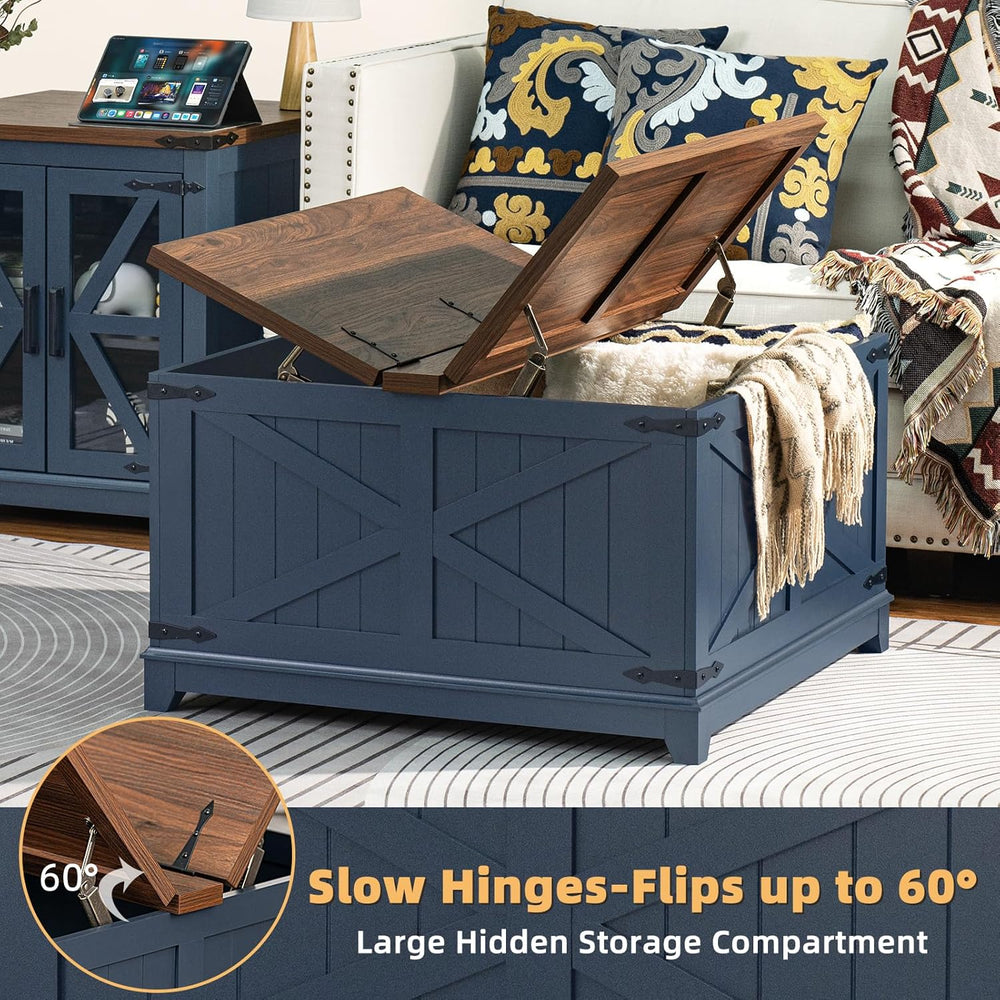 Joaxswe Farmhouse Coffee Table Set 3, End Table and Coffee Table | Blue 24