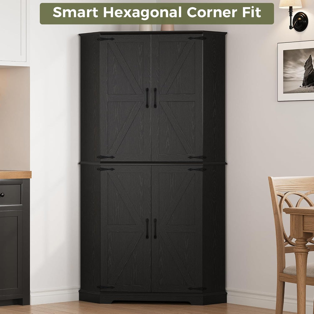IRONCK Corner Cabinet, 72" Kitchen Pantry Cabinet, 6-Tier Freestanding F...