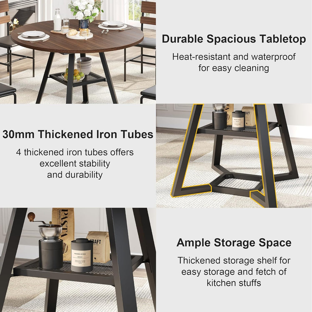 knoworld Round Dining Table for 4, Kitchen Tables Dining Room Circle Dinner T...