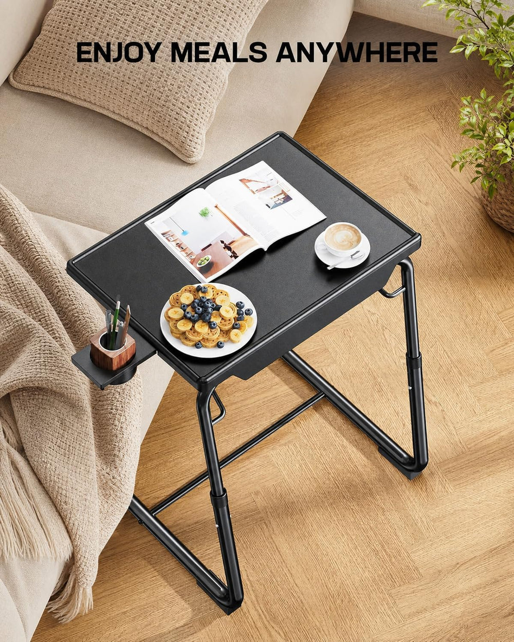 LORYERGO TV Tray - TV Table for Eating, Folding Table Trays with 6 Height &am...