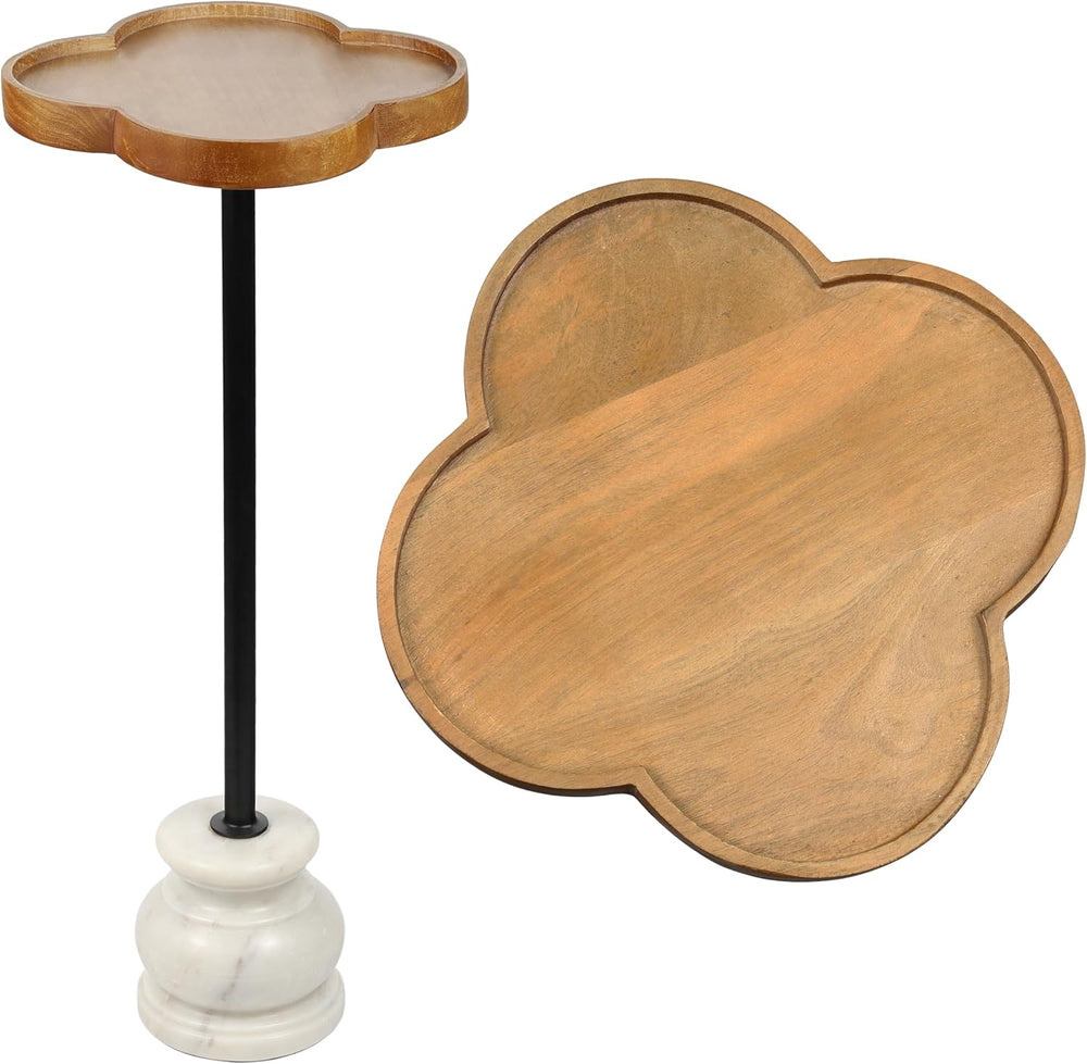 JONATHAN Y Colby Mango Wood Top Drink Table, 24.5" Tall Quatrefoil Marti...