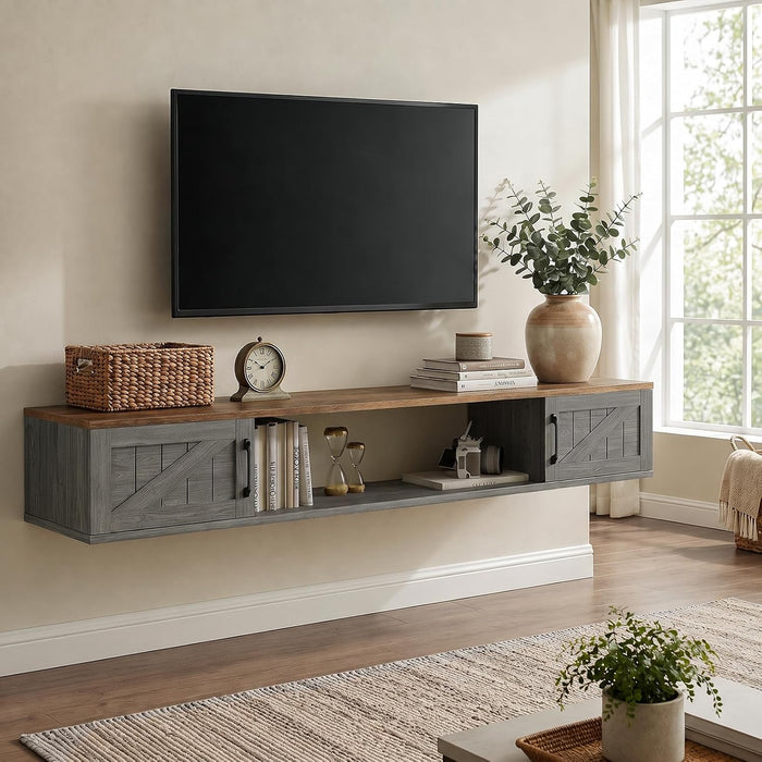 EAG 70'' Farmhouse Floating TV Stand for TVs Up to 80", Gray