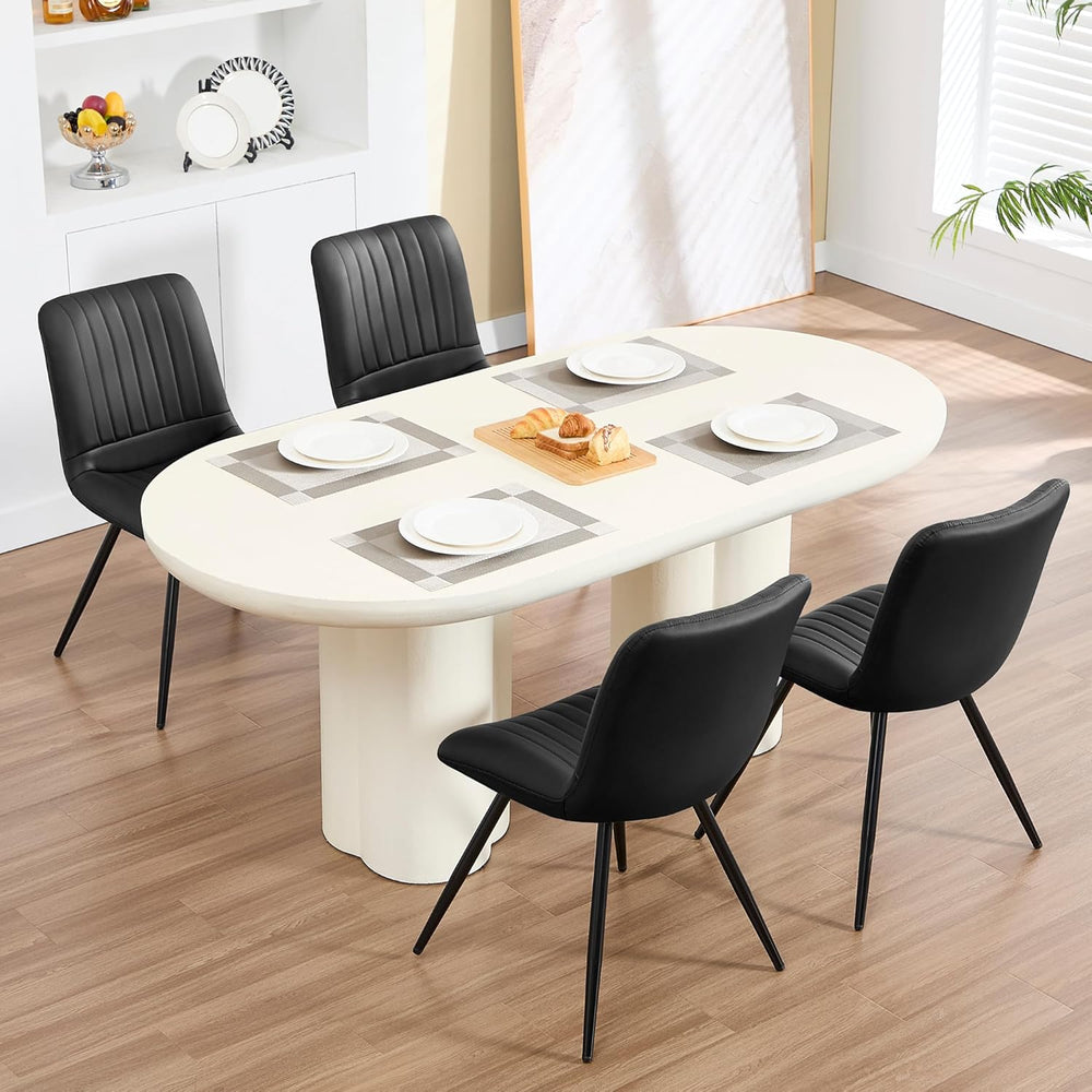 Dining Chairs Set of 4, Modern Dining Chairs with Thick Cushions, PU Leather ...