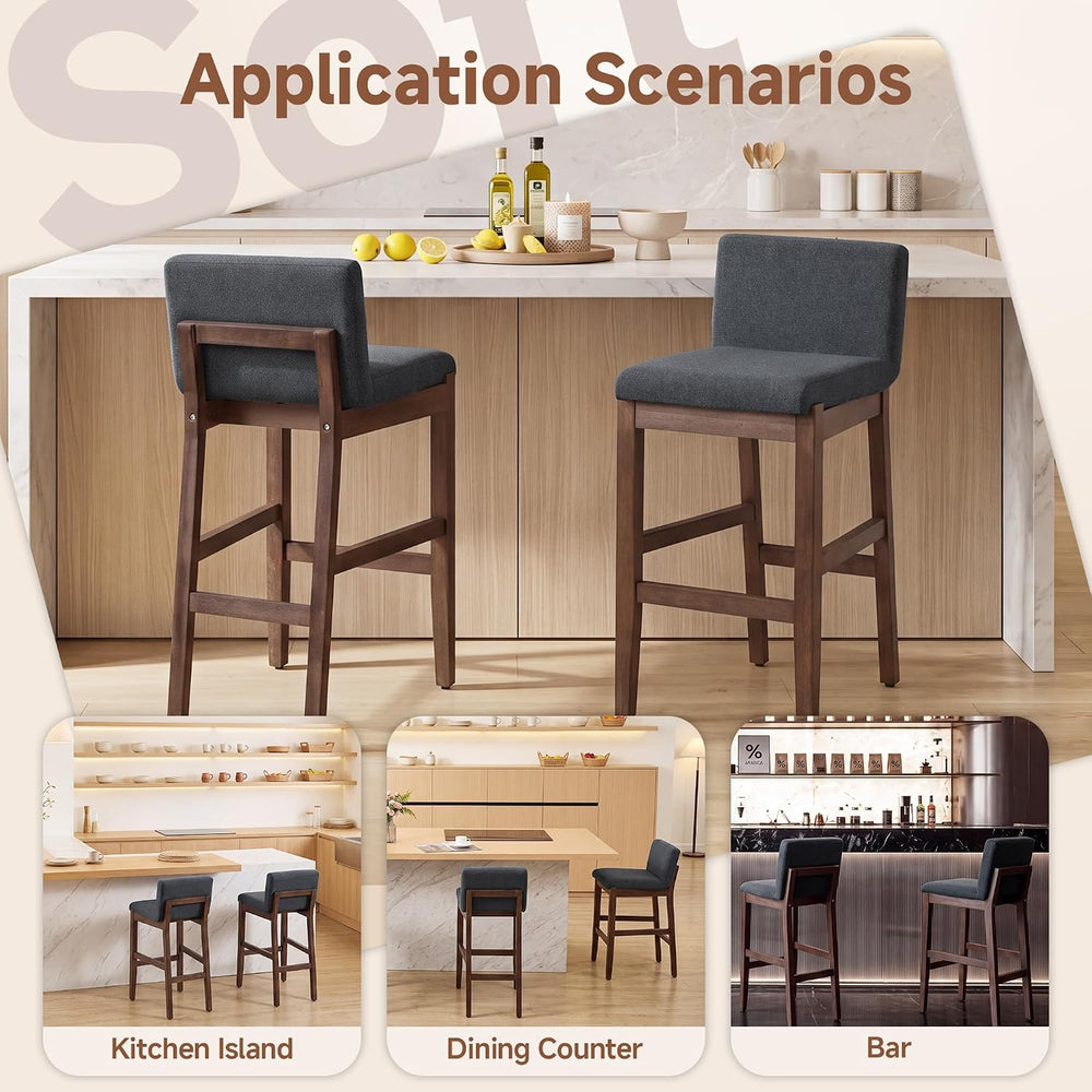 28.9 Inch Bar Stools Set of 4, Counter Height Bar Stools with Backs, Comforta...