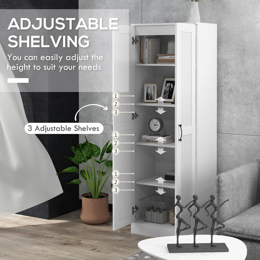 HOMCOM 69" Tall Storage Cabinet Movable Shelves Soft Close Doors White |...