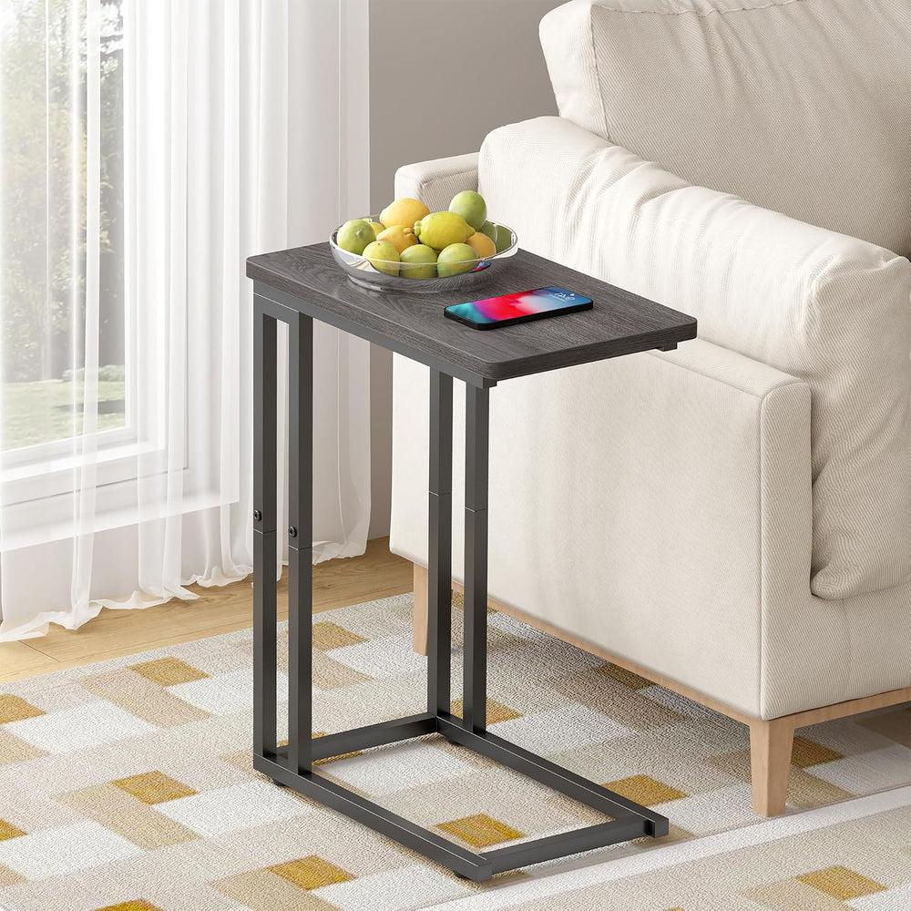 Yusong C Shaped End Table - Slide Under Sofa Couch Bed, Small Table for Small...