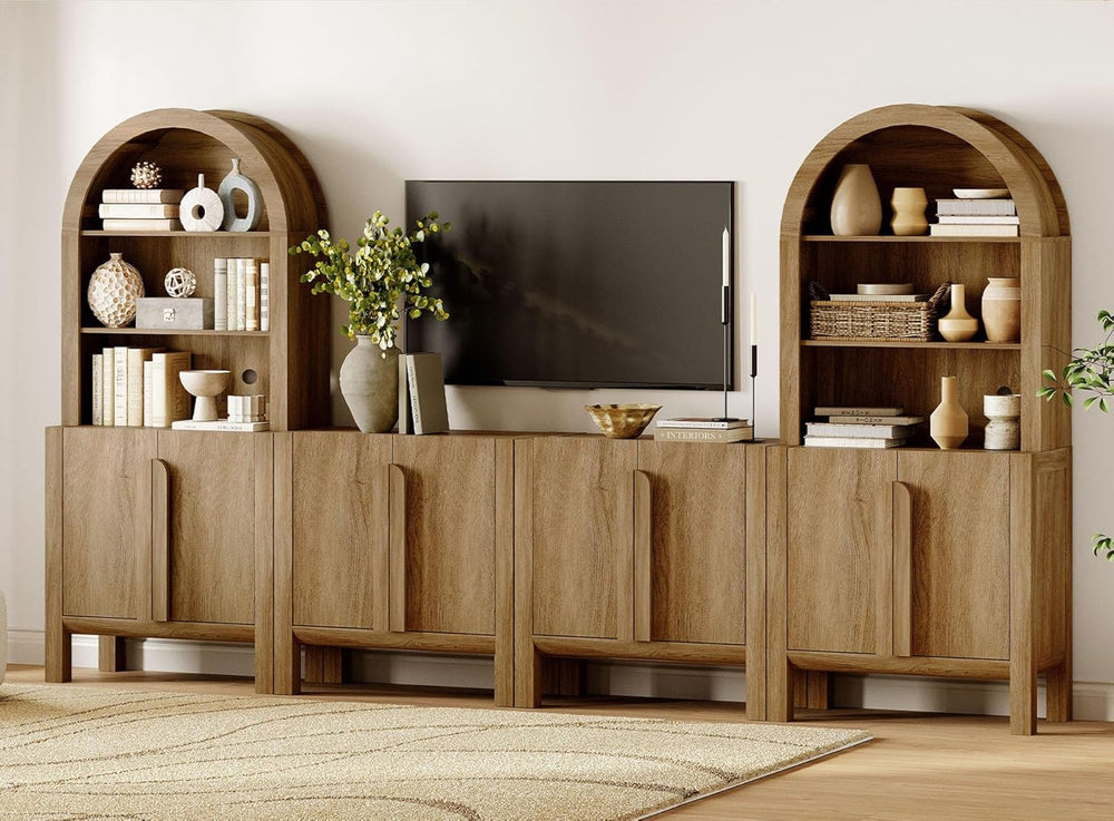 WAMPAT 6 in 1 Large 71" Tall Arched Cabinet with Doors, Modern Farmhouse...