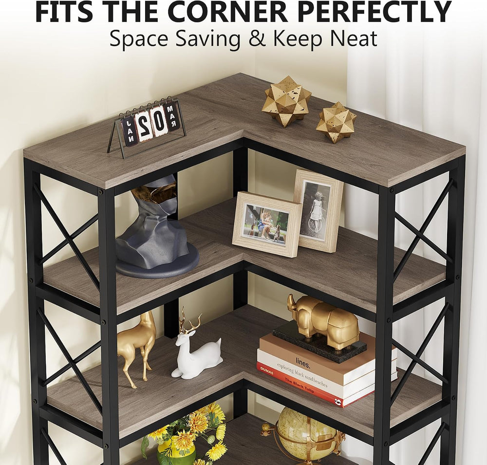 Tribesigns 7-Shelf Corner Bookshelf,Large Modern Corner Bookcase, 7-Tier Tall...