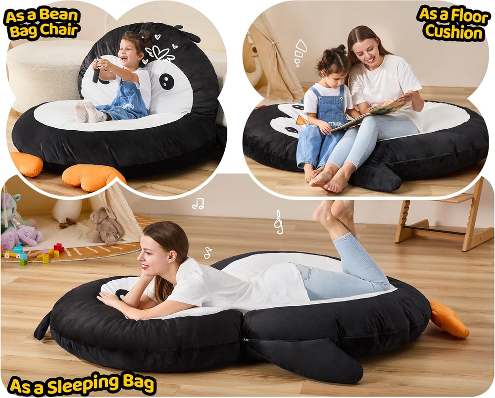 Hobestluk Bean Bag Chairs for Adults Bean Bag Cute Floor Cushions Black | Lar...