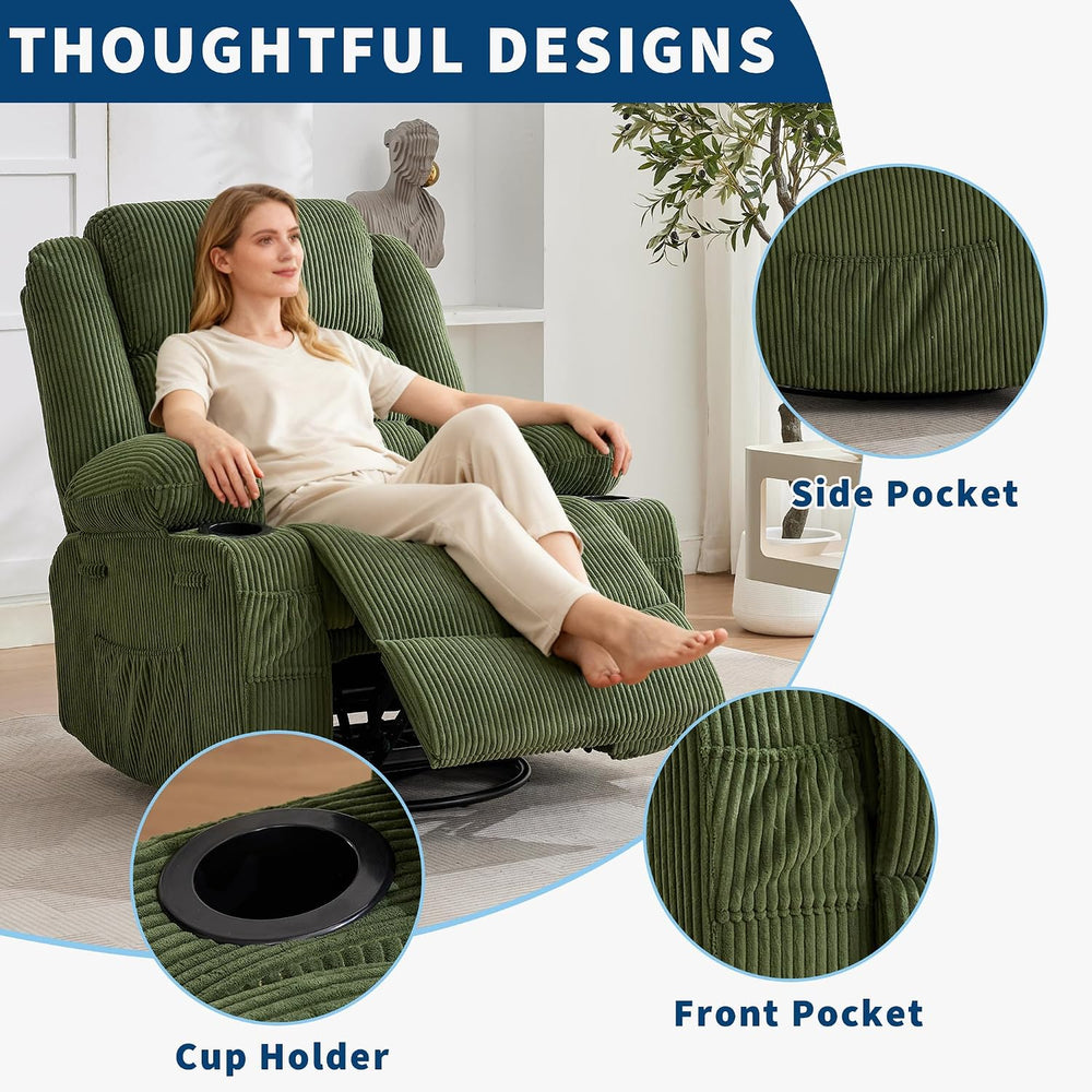 Garvee Rocking Recliner Chair for Adults Wide 360° Swivel Rocker Recliner