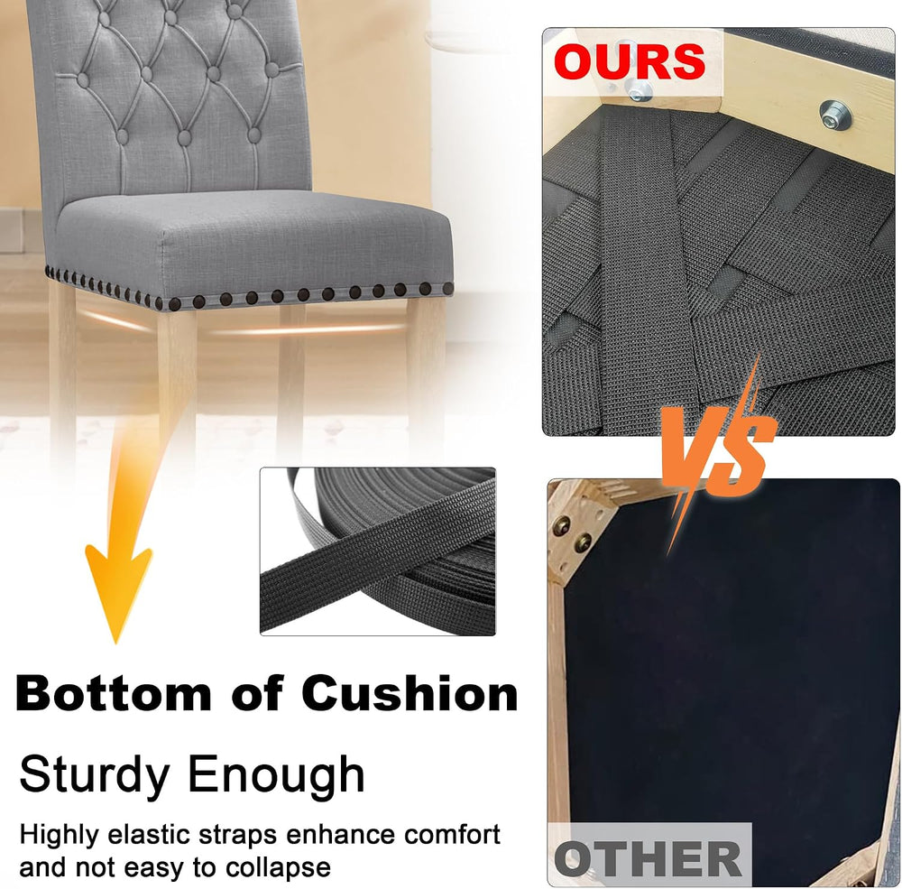 LOULENS Fabric Dining Chairs Set of 2, Modern Linen Upholstered Parson Chairs...