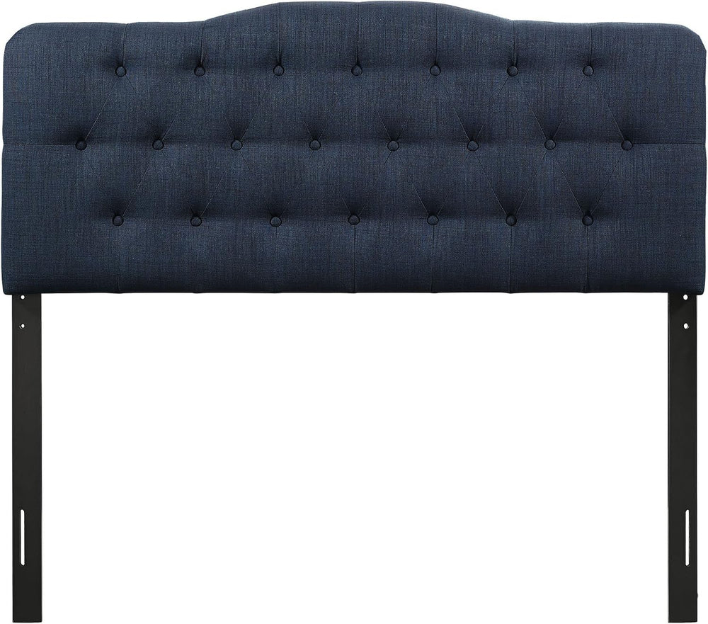 Modern Contemporary Queen Size Fabric Headboard, Blue, Fabric