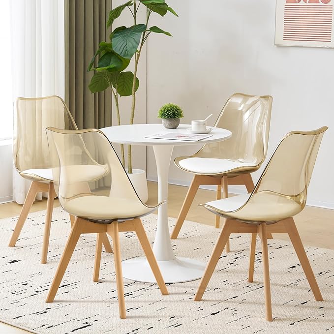 Clear Dining Chairs Set of 2, Modern Acrylic Dining Chair Kitchen Chairs with...
