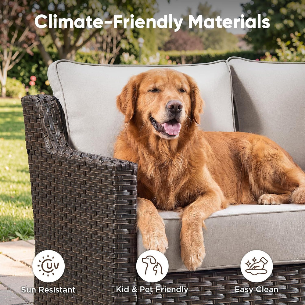 Luxury 7 Pieces Outdoor Patio Furniture Set-All Weather Outdoor Swivel Rocker...