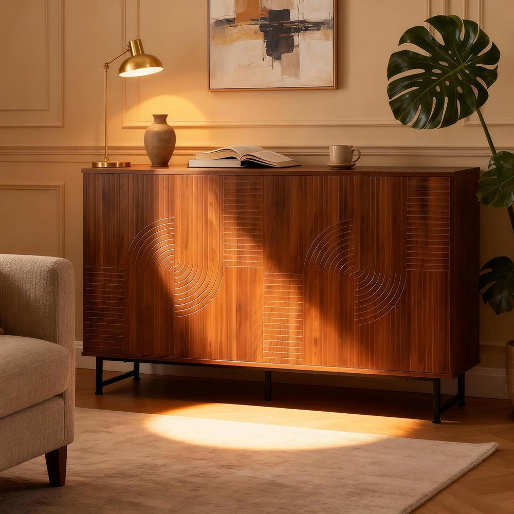 PVWIIK Mid-Century Modern Walnut Sideboard Buffet Cabinet, 59 * 16 * 33 inche...