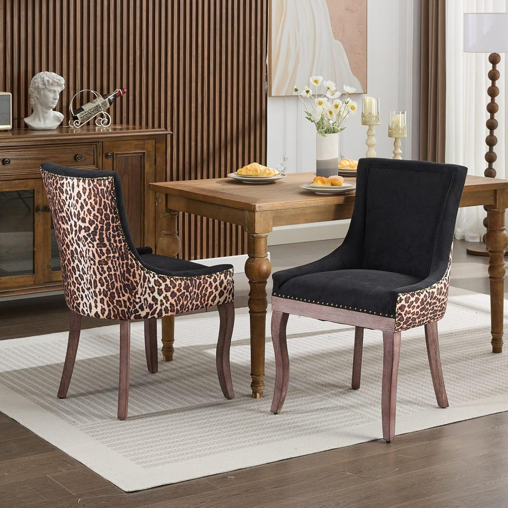 LKTART Upholstered Dining Chairs Set of 2, Solid Wood Kitchen Dining Room Cha...
