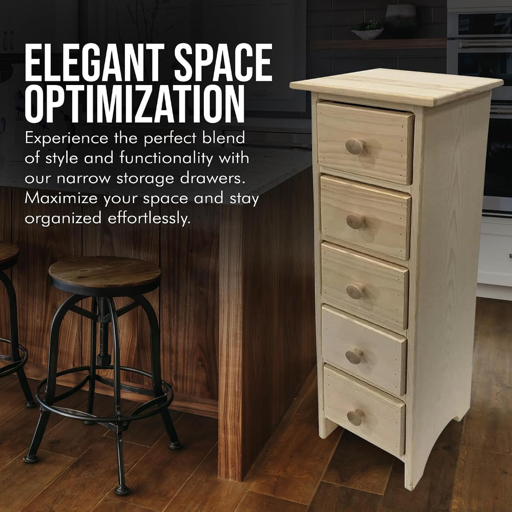 Peaceful Classics Skinny Drawers Cabinet - 5 Storage Drawers for Living Room,...