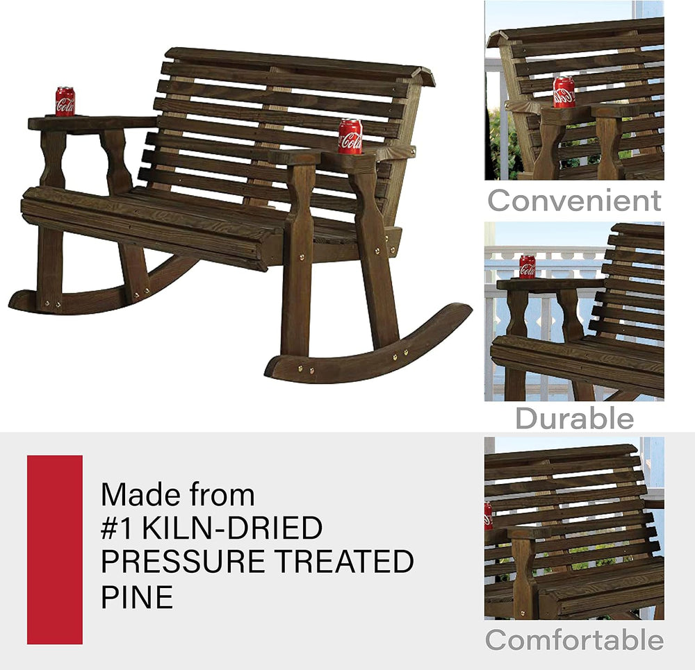 Amish Casual Heavy Duty 800 Lb Roll Back Pressure Treated Double Rocker with ...