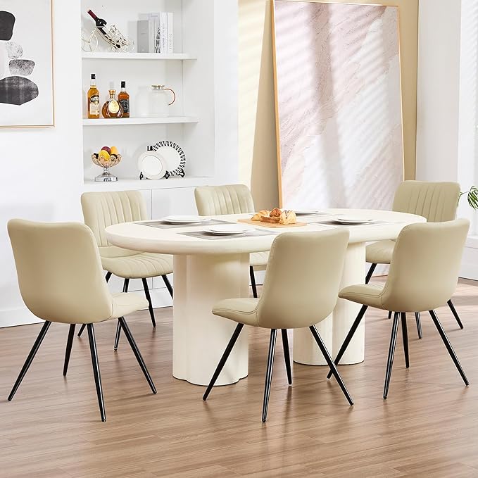 Dining Chairs Set of 2, Modern Dining Chairs with Thick Cushions, PU Leather ...