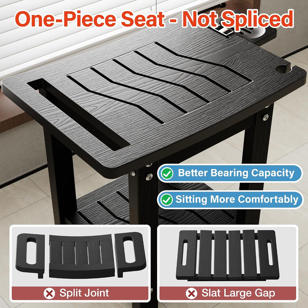 YEFU Shower Chair for Inside Shower, Waterproof & No Maintenance, Black