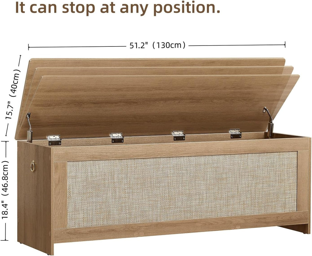 51.2" Storage Chest Extra Large,Storage Bench with 2 Safety Hinges,Woode...