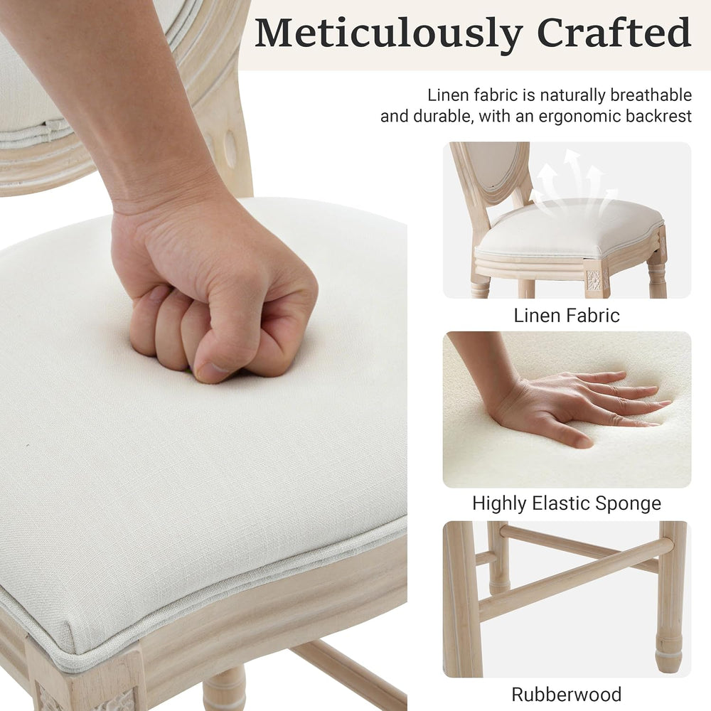 French Country Bar stools, Linen Farmhouse Counter Height Chair