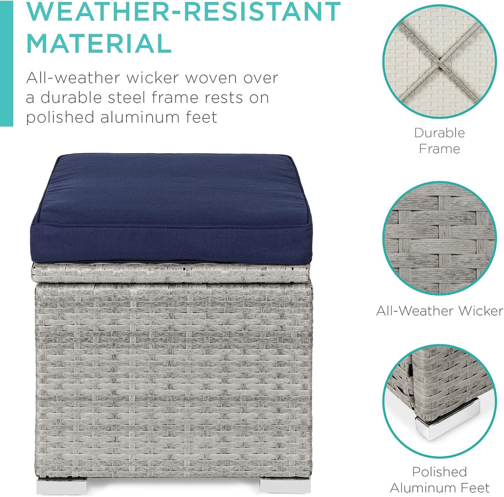 Best Choice Products Set of 2 Wicker Ottomans, Multipurpose Outdoor Furniture...