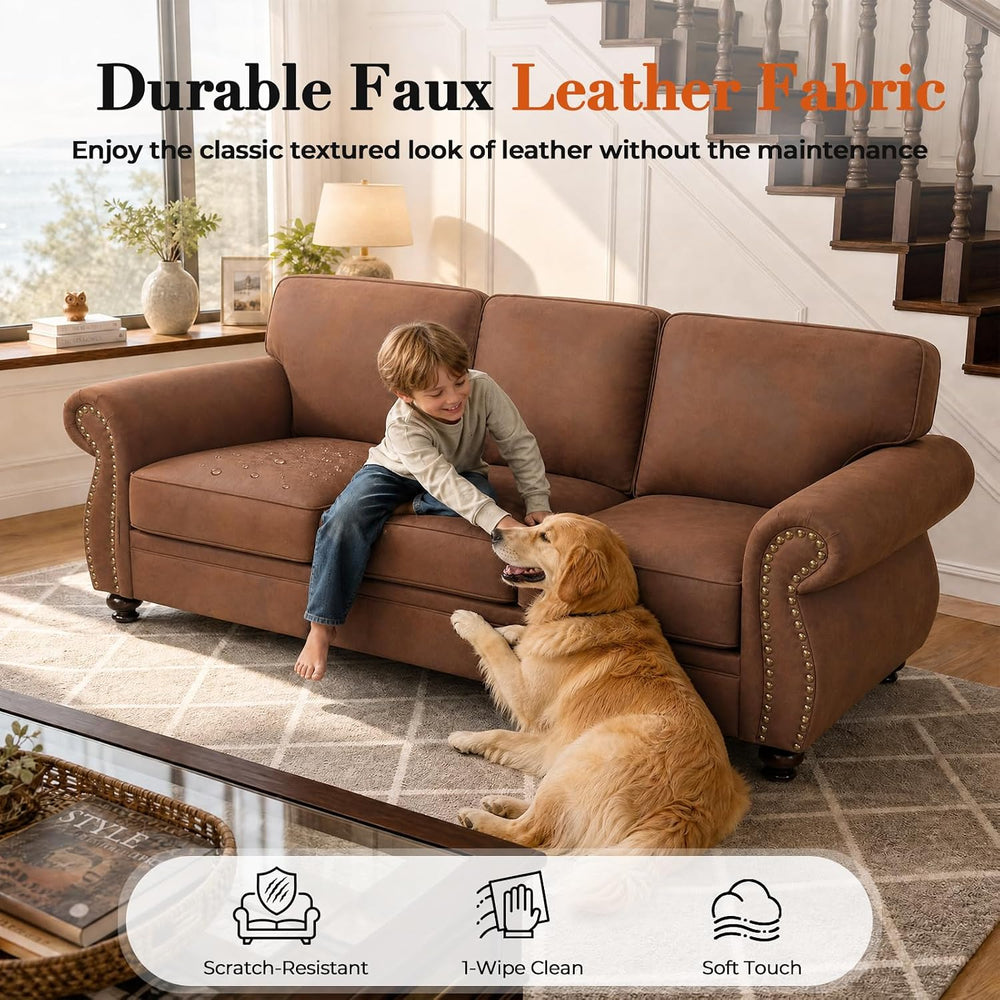 Couchus 3-Piece Sofa Set, 88" 3-Seater, 77" Loveseat, 42" Armc...